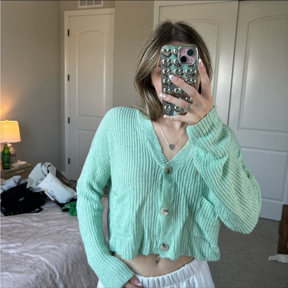 Francesca‘s mint green cardigan size small
